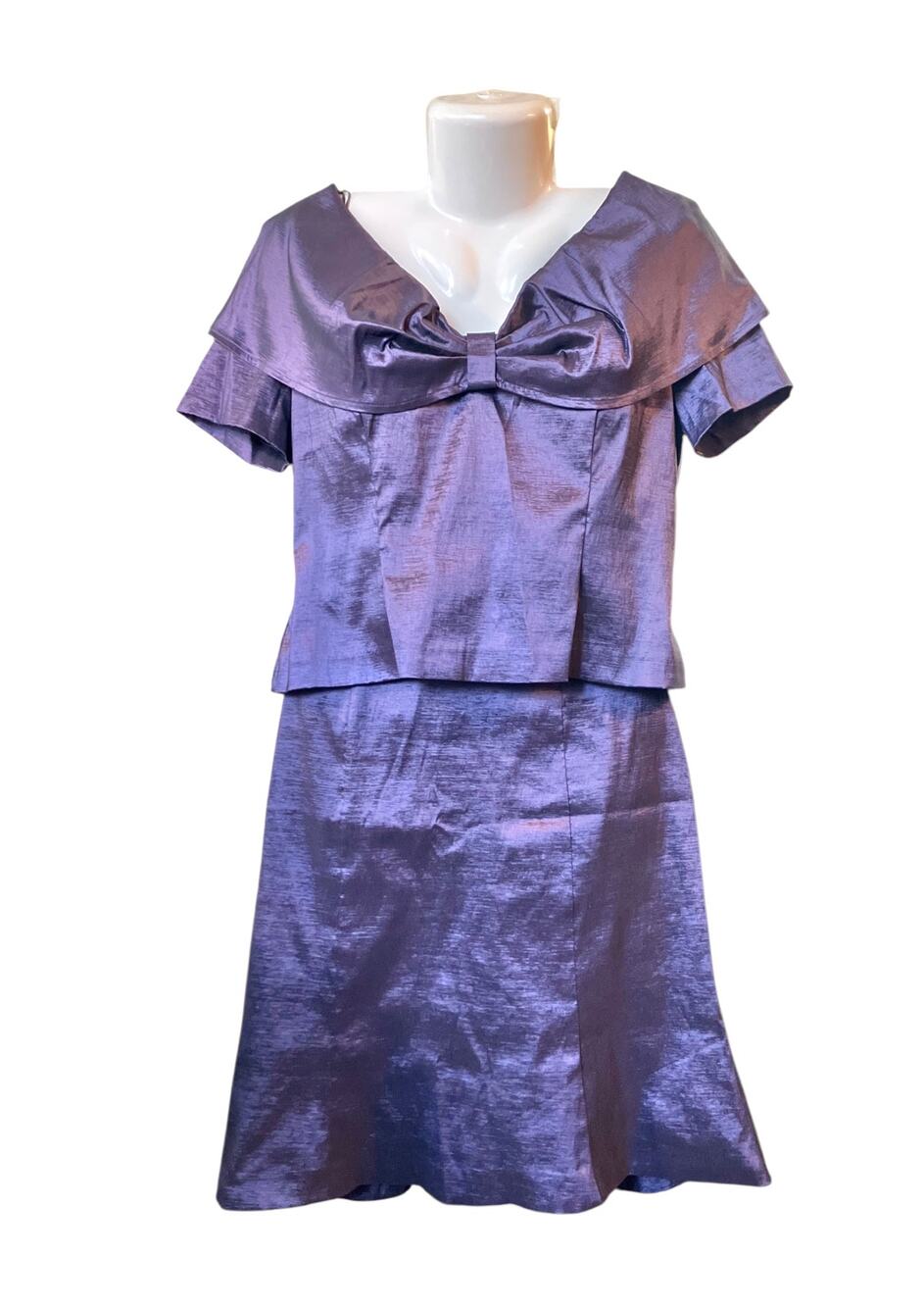 Alex Evenings Women's Purple Shimmer Formal Occasion 2-Piece Shirt/Skirt SZ 10P